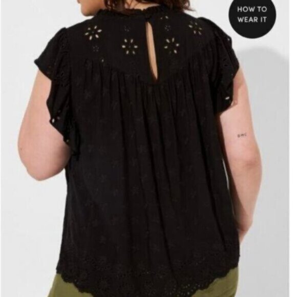 Torrid Black Lace Eyelet Ruffle Top - Picture 3 of 3
